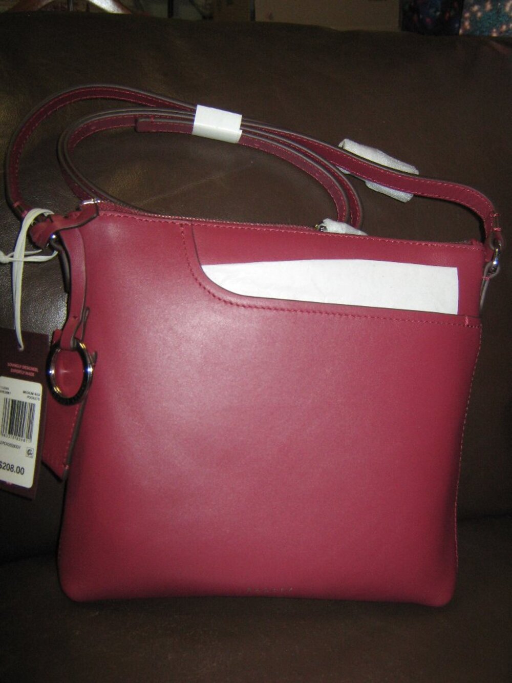 NWT Radley London Carmine Leather Pockets Ziptop Crossbody